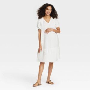 Isabel Maternity by Ingrid & Isabel Short Sleeve Gauze Maternity Dress